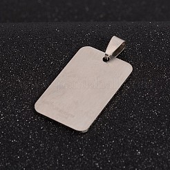 変色防止長方形201ステンレススチールタグペンダント  ステンレス鋼色  36x22.5x1.5mm  穴：4x9mm&nbsp;X-STAS-I032-120