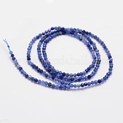ナチュラルグレードのソーダライトビーズ連売り  ラウンド  多面カット  2mm  穴：0.5mm  約195個/連  15.3インチ（39cm）&nbsp;LS-G-G663-21-2mm