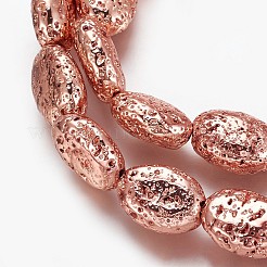 Electroplated Natural Lava Rock Beads Strands&nbsp;G-P400-01RG