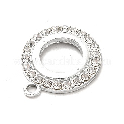 合金ラインストーンペンダント  プラチナトーンの中空フラットラウンドチャーム  クリスタル  21x17x2mm  穴：1.8mm&nbsp;ALRI-C007-53P