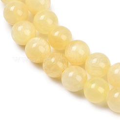 天然の金色のシルク翡翠ビーズ連売り  ラウンド  12mm  約33個/連&nbsp;G-Z112-A01-12mm