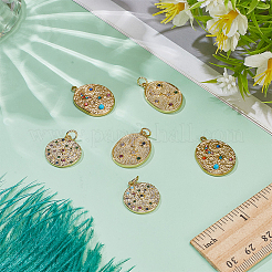 6Pcs 3 Styles Brass Micro Pave Colorful Cubic Zirconia Pendants&nbsp;FIND-WR0012-71