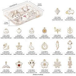 40個20スタイルアロイエナメルペンダント  混合図形  ライトゴールド  ホワイト  12~26x7~18x1.5~3mm  穴：1.4~2mm  2個/スタイル&nbsp;ENAM-FS0003-32