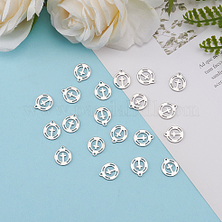 304ステンレススチールチャーム  クロスとフラットラウンド  ステンレス鋼色  11.5x10x1mm  穴：1mm&nbsp;STAS-CJ0002-05