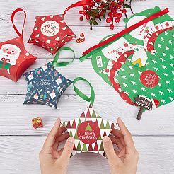 32 Sets 8 Styles Christmas Theme Star Shaped Foldable Paper Candy Boxes&nbsp;CON-BC0006-97