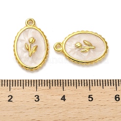 合金エナメルチャーム  オーバル、チューリップチャーム付き  ゴールドカラー  21x13.5x2.8mm  穴：1.6mm&nbsp;ENAM-R145-05G