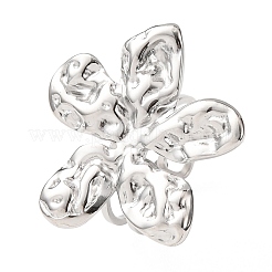 女性用304ステンレススチールカフオープンリング  花  ステンレス鋼色  usサイズ6 1/4(16.7mm)&nbsp;RJEW-C162-01A-P