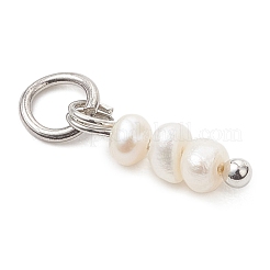 Natural Freshwater Pearl Rondelle Beaded Charms&nbsp;PALLOY-JF04994-01