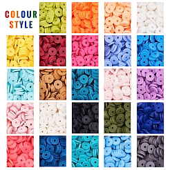 手作り樹脂粘土ビーズ  ジュエリー工芸用品のDIY用  ディスク/フラットラウンド  ミックスカラー  6x1mm  穴：2mm  24色  約285~300PCS /カラー  6840~7200個/箱&nbsp;CLAY-PH0001-13-6mm