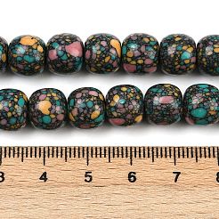 天然石瑪瑙ビーズ連売り  染め  バレル  10x9mm  穴：1.2mm  約48個/連  14.96''（38センチメートル）&nbsp;G-U030-D01-10mm