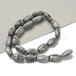 手作り陶器ビーズ連売り  オーバル  グレー  17~17.5x7~11mm  穴：1.4mm  約22個/連  14.76~15.04''（37.5~38.2センチメートル）&nbsp;PORC-B002-18C
