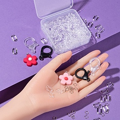 フラワーペンダントメガネホルダー  フェイスマスクチェーンDIYメイキングキット  プラスチック製のカニカンを含む  樹脂チャーム  透明なアクリルコネクターリング  アイアン製丸カン  ミックスカラー  181個/箱&nbsp;DIY-YW0005-12