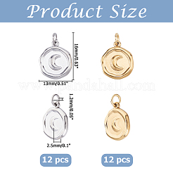 24Pcs 2 Colors 304 Stainless Steel Pendants&nbsp;STAS-HS0001-90C