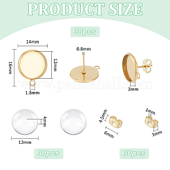 30Pcs 304 Stainless Steel Flat Round Stud Earring Settings&nbsp;STAS-UN0053-09