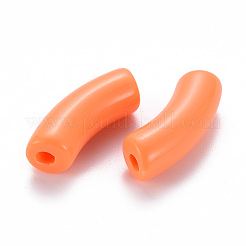 不透明なアクリルビーズ  カーブチューブ  サンゴ  36x13.5x11.5mm  穴：4mm  約133個/500g&nbsp;MACR-S372-001B-S025