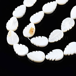 天然淡水シェルビーズ連売り  葉  15x10x2~3mm  穴：1mm  約26個/連  14.96~15.12インチ（38~38.4cm）&nbsp;SHEL-Q024-004
