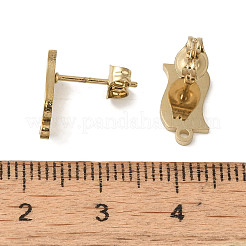 イオンプレーティング（IP）304ステンレススチールスタッドピアス金具  フラグ  ゴールドカラー  11.5x6.5mm  穴：1.2mm  ピン：0.7x11mm&nbsp;STAS-I206-66G