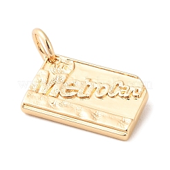 旅をテーマにした真鍮ペンダント  ゴールドカラー  丸カン付き  長方形  10x15.5x2mm  穴：4mm&nbsp;LS-KK-K301-01E-G