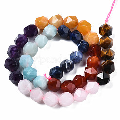 Chakra Theme Natural Tiger Eye & Rose Quartz & Amethyst & Topaz Jade & Red Agate & Amazonite & Sodalite Beads Strands&nbsp;G-S376-002C