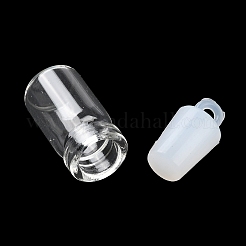 クリアガラスのウィッシングボトルペンダント  プラスチックシールプラグ付き  コラムチャーム  28x10mm  穴：2mm&nbsp;GLAA-A010-01K