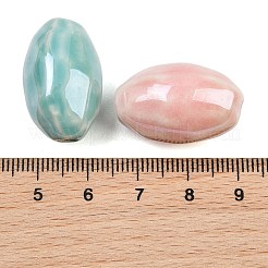 釉薬をかけた磁器ビーズ  光沢のあるセラミックビーズ  ネックレスの装飾や手作りのDIY素材として  米の形状  ミックスカラー  24x16mm  穴：3mm&nbsp;PW-WG559A4-M