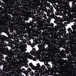Fgb 11/0グレードaガラスシードビーズ  シリンダー  均一なシードビーズサイズ  焼き付け塗料  ブラック  1.5x1mm  穴：0.5mm  約2000個/10g&nbsp;X-SEED-S030-0049F