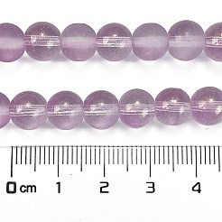曇りガラスビーズ連売り  金粉付き  ラウンド  プラム  8mm  穴：1mm&nbsp;X1-GLAA-P065-8mm-07
