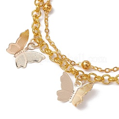 Brass Rolo Chain & Iron Cable Chain Multi-strand Bracelet&nbsp;BJEW-JB10405