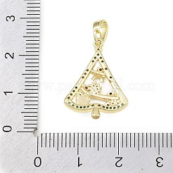 クリスマスブラスマイクロパヴェキュービックジルコニアペンダント  ゴールドカラー  クリスマスツリー  22x16x5mm  穴：3x5mm&nbsp;LS-KK-H518-03C-G