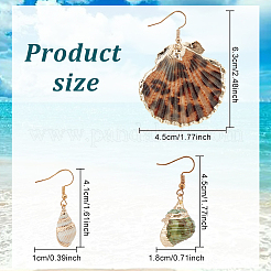 3 Pairs 3 Styles Natural Shell Dangle Earrings&nbsp;EJEW-AN0002-76