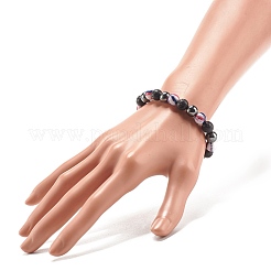 Natural Lava Rock & Synthetic Hematite & Ocean White Jade(Dyed) Round Beaded Stretch Bracelet&nbsp;BJEW-JB07972-01