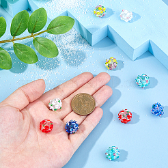 10個5色手作りランプワークビーズ  花とロンデル  バンピー  ミックスカラー  14~15x12~13mm  穴：1.5~1.8mm  2個/カラー&nbsp;LAMP-FI0001-01