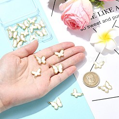 20本2スタイルアロイペンダント  アクリルラインストーン付き  蝶のチャーム  ゴールドカラー  14.5~16.5x15.5~18x2.5~3mm  穴：1.2~1.5mm  10個/スタイル&nbsp;FIND-CJ0002-34