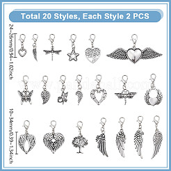 40Pcs 20 Styles Wing Alloy Pendants Decoration&nbsp;HJEW-PH02111