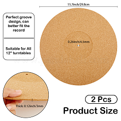 コルクターンテーブルマット  レコードマット  フラットラウンド  淡い茶色  302x3mm  穴：6.5mm&nbsp;AJEW-WH20080-66A