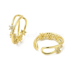 Clear Cubic Zirconia Criss Cross with Star Cuff Earring&nbsp;EJEW-H092-01G