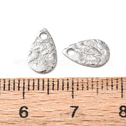 打ち出し加工された304ステンレススチールペンダント  ティアドロップチャーム  ステンレス鋼色  10x6x1mm  穴：1.5mm&nbsp;STAS-G385-03P