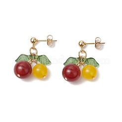 Cherry Natural Mixed Stone Dangle Stud Earrings&nbsp;EJEW-TA00627