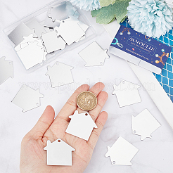 ペット用アルミペンダント25個  空白タグのスタンプ  ハウス  銀  35x38x1mm  穴：3mm&nbsp;ALUM-SC0001-07