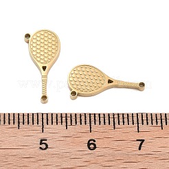 イオンプレーティング（IP）304ステンレスペンダント  テニスラケットのチャーム  ゴールドカラー  16.5x8x1.5mm  穴：1mm&nbsp;STAS-S140-23G