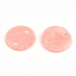 スプレー塗装された天然カピス貝のコネクタチャーム  ディスクリンク  ミスティローズ  11~11.5x0.5~1.5mm  穴：1.2~1.6mm&nbsp;SSHEL-N039-03D
