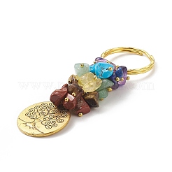 5Pcs Chakra Natural Gemstone Chip Pendant Keychain&nbsp;KEYC-JKC00414
