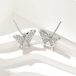 Brass Micro Pave Clear Cubic Zirconia Stud Earrings&nbsp;EJEW-A128-01P