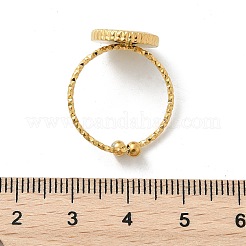 Flat Round 304 Stainless Steel White Shell Cuff Rings for Women&nbsp;RJEW-G346-10G-02