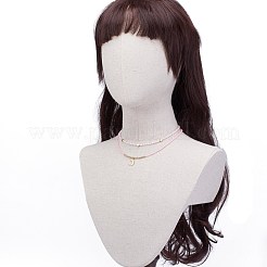 女性のために設定されたスター＆ムーンペンダントネックレス  クリアクリスタルガラスシードビーズネックレス  ゴールドカラー  パールピンク  17.72インチ（45cm）  15.63インチ（39.7cm）  2個/セット&nbsp;NJEW-JN03738-05