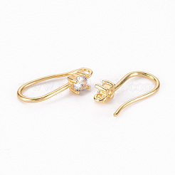 Brass Micro Pave Clear Cubic Zirconia Earring Hooks&nbsp;ZIRC-S068-004-NF