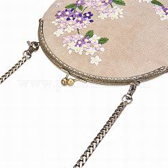 コーデュロイのレディースイブニングバッグ  刺繍ミルクの綿の花  合金の花の財布のフレームハンドル  合金ツイストカーブチェーン  ミスティローズ  210mm&nbsp;JBG008B-01