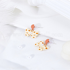 蝶結び合金エナメルスタッドダングルイヤリング1組  ペルー  24x18mm&nbsp;EJEW-LP0007-080A