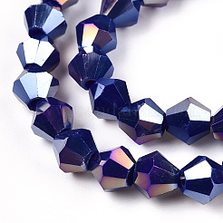 Opaque Solid Color Electroplate Glass Beads Strands&nbsp;EGLA-A039-P6mm-B10
