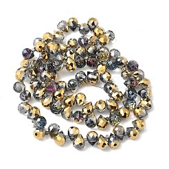 電気メッキガラスビーズセット  ティアドロップ  ゴールド  10~11x8mm  穴：1mm  約93個/連  62cm&nbsp;EGLA-D030-17Z